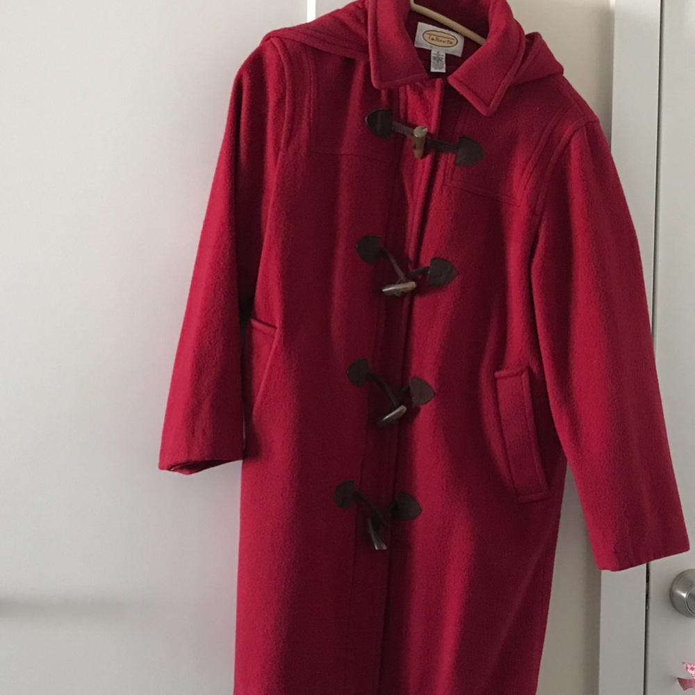 Talbots Red Trench Coat with Toggles